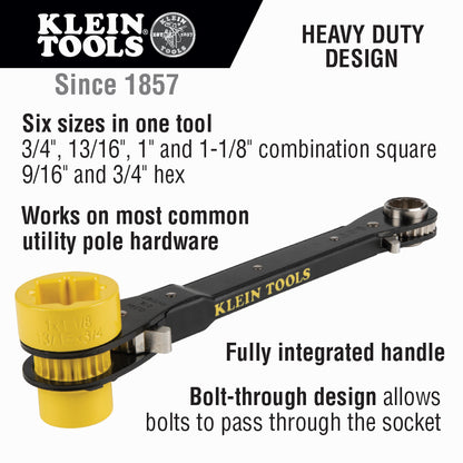 Klein Lineman's Ratcheting 6-in-1 Wrench - KT155HD