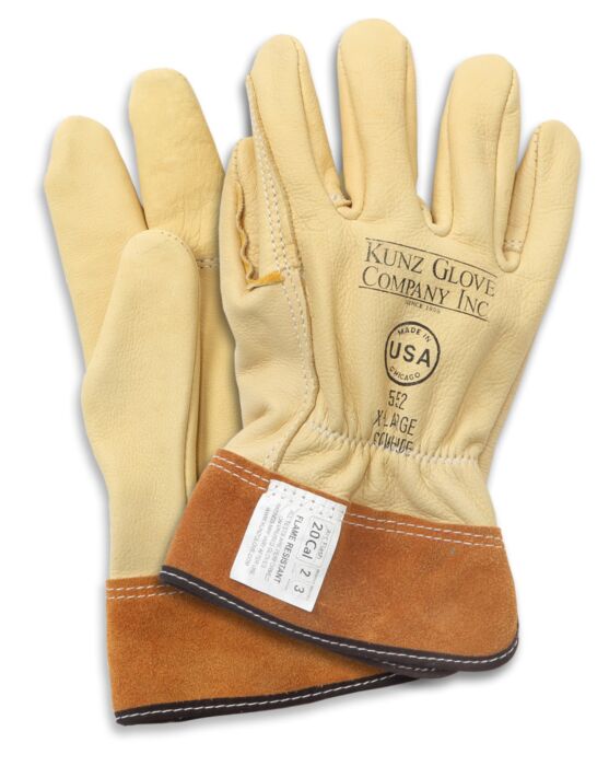 Kunz Cuff Cowhide Glove Drivers Gauntlet Gloves - 552 - Gloves-J.L. Matthews Co., Inc.