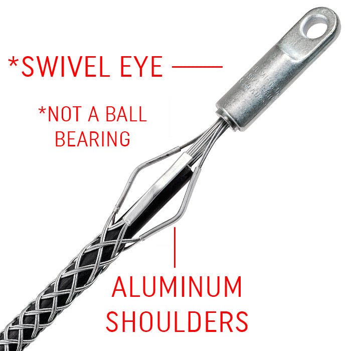 Lewis Cable Pulling Grips Overhead - Double Weave with Hardened Steel Rotating Eye 