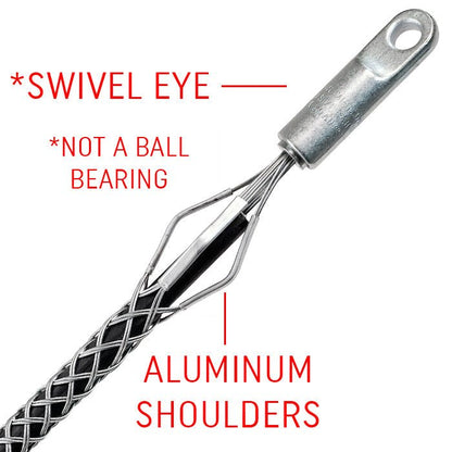 Lewis Cable Pulling Grips Overhead - Double Weave with Hardened Steel Rotating Eye 