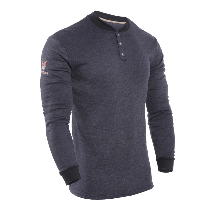 NSA DRIFIRE FR Long Sleeve Henley Mens Shirt - Navy