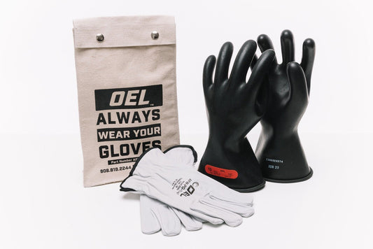 OEL 11"  Rubber Glove Class 0 Insulating Gloves Kit - IRG-0-11-BK