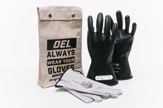 OEL Class 1 Rubber Glove Kit 14" Insulating Gloves - IRG-1-14-BK