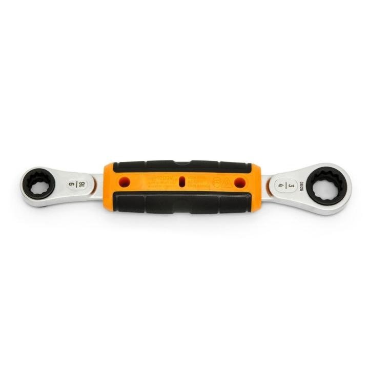 PRE-ORDER - Gearwrench 9/16" x 3/4" Lineman 2-in-1 Insulated Ratcheting Box Wrench - GWULRW91634 - Wrenches-J.L. Matthews Co., Inc.