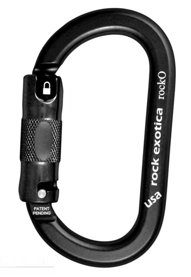 Rock Exotica RockO Auto - Lock Black Carabiner - C3A - B - Carabiners and Snaps
