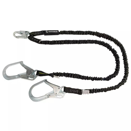Safewaze Twin Leg 6' Shock Absorbing Lanyard with Rebar Hooks - FS586