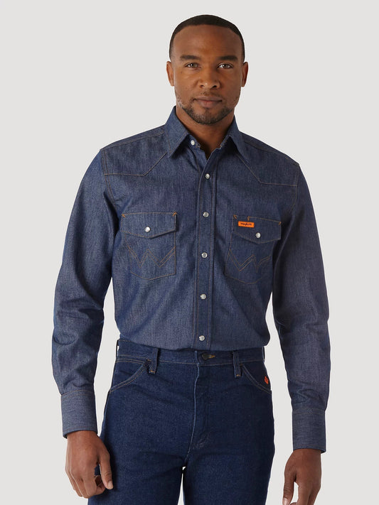 Wrangler FR Shirt Long Sleeve Denim Work Shirt - FR12127
