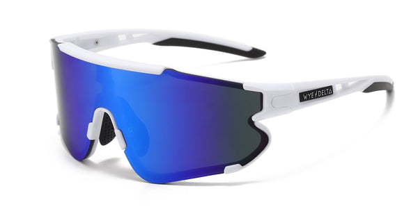 Wye Delta HiViz Eyewear White Deep Blue Mirror Safety Sunglass