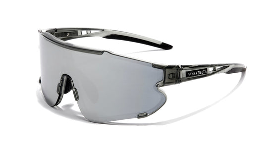 Wye Delta HiViz Transparent Sunglasses Grey Mirror Polarized Goggles