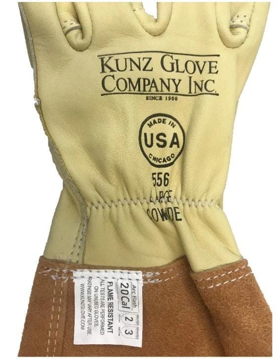 Kunz Work Gloves Arc Flash Cowhide Long Cuff Glove for drivers- 556