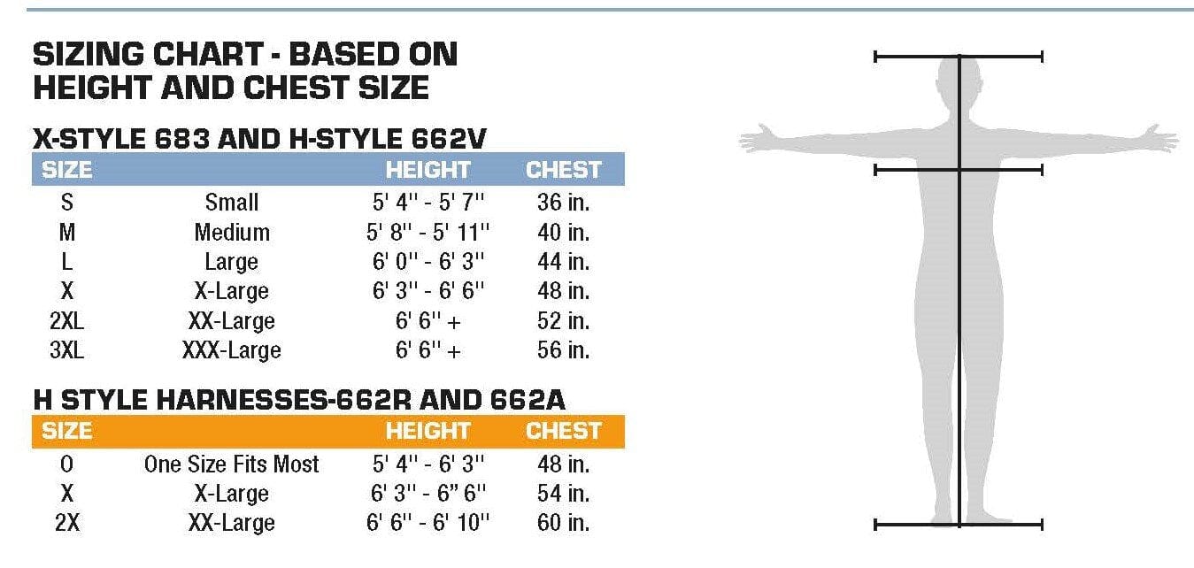 Bashlin X-Style Harness-Size Chart