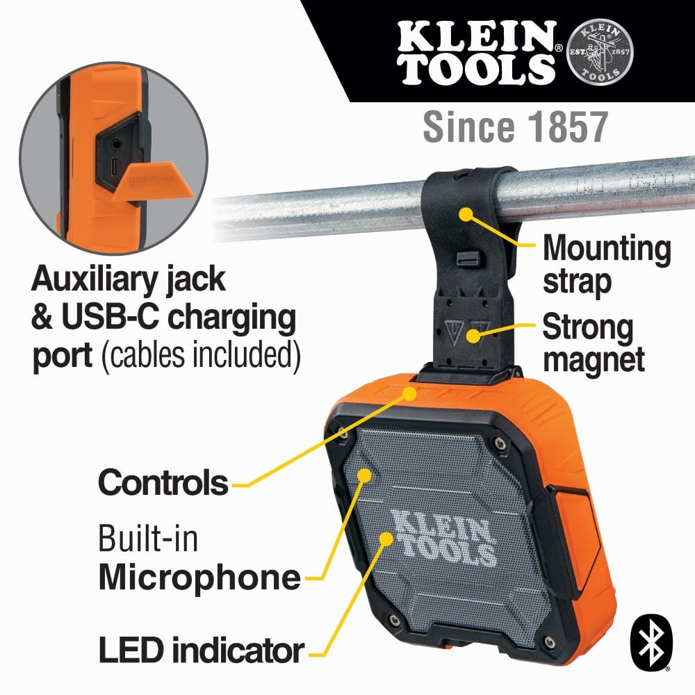Klein- Bluetooth® Speaker with Magnetic Strap- AEPJS2 speaker Klein Tools 