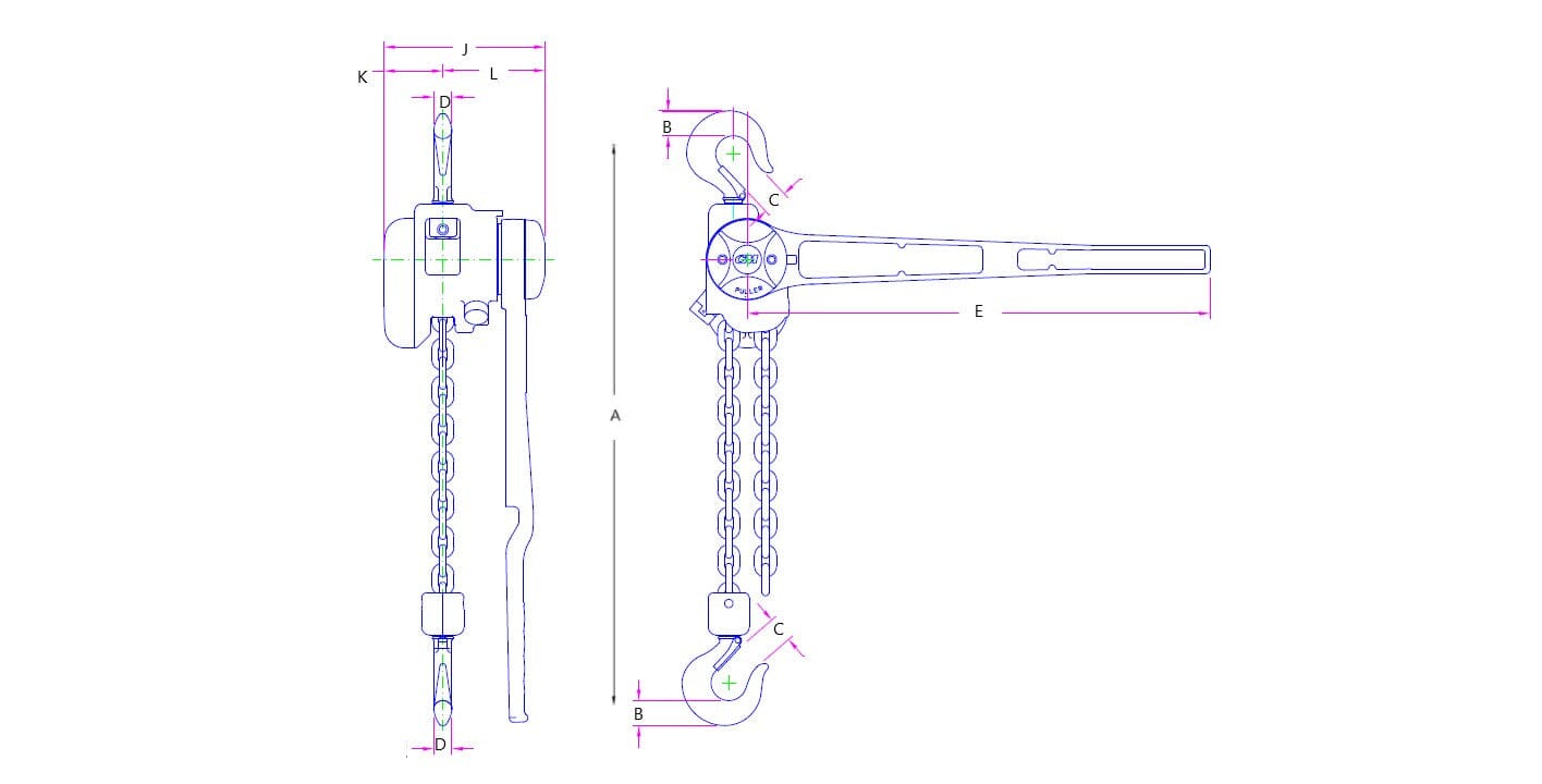 Columbus McKinnon 1 1/2 Ton Series 640 Puller Lever Hoist - 640 - 4045 - J.L. Matthews Co., Inc.