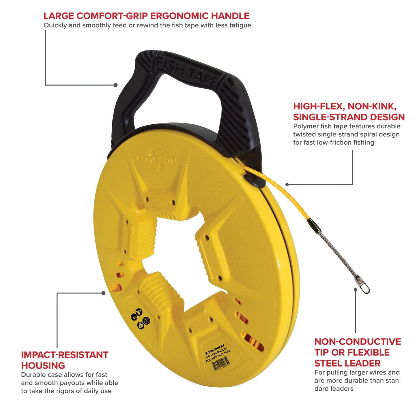 Jameson 150′ FLEX BUDDY Polymer Fish Tape
