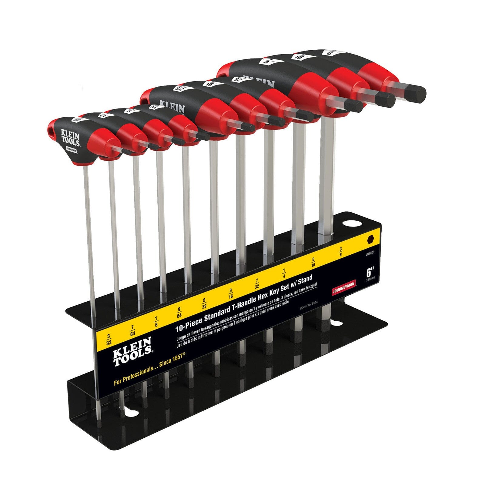 Klein 10 pc 6'' SAE Journeyman T - Handle Hex Key Set with Stand - JTH610E - J.L. Matthews Co., Inc.