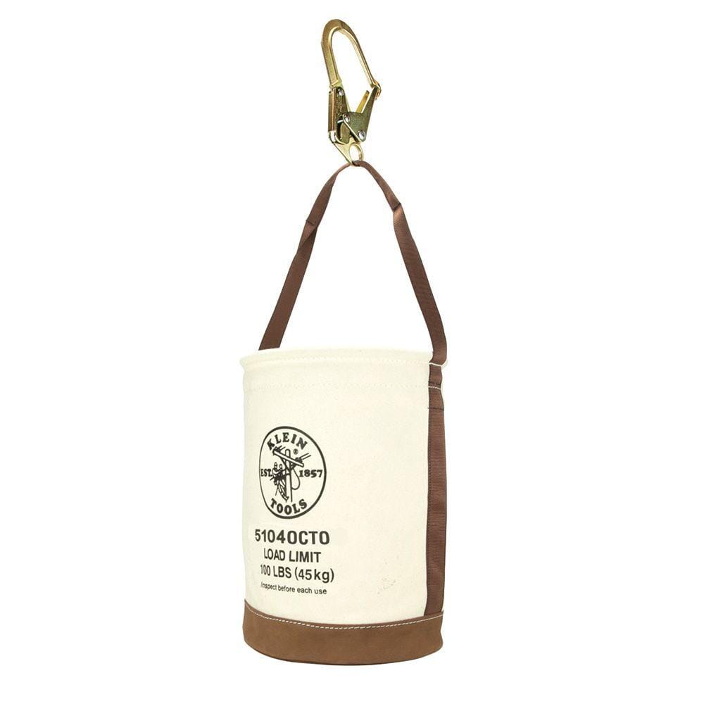 Klein Canvas Tool Bucket with Connection Points, Leather Bottom - 5104OCTO - J.L. Matthews Co., Inc.