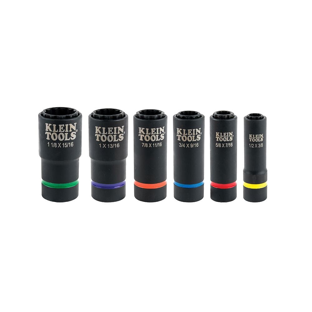 Klein 2 - in - 1 Socket Set 6 Piece 12 point Impact Socket Set - 66010 - J.L. Matthews Co., Inc.
