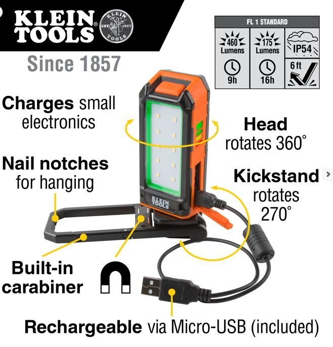 Klein Personal Worklight Rechargeable LED Light System-56403