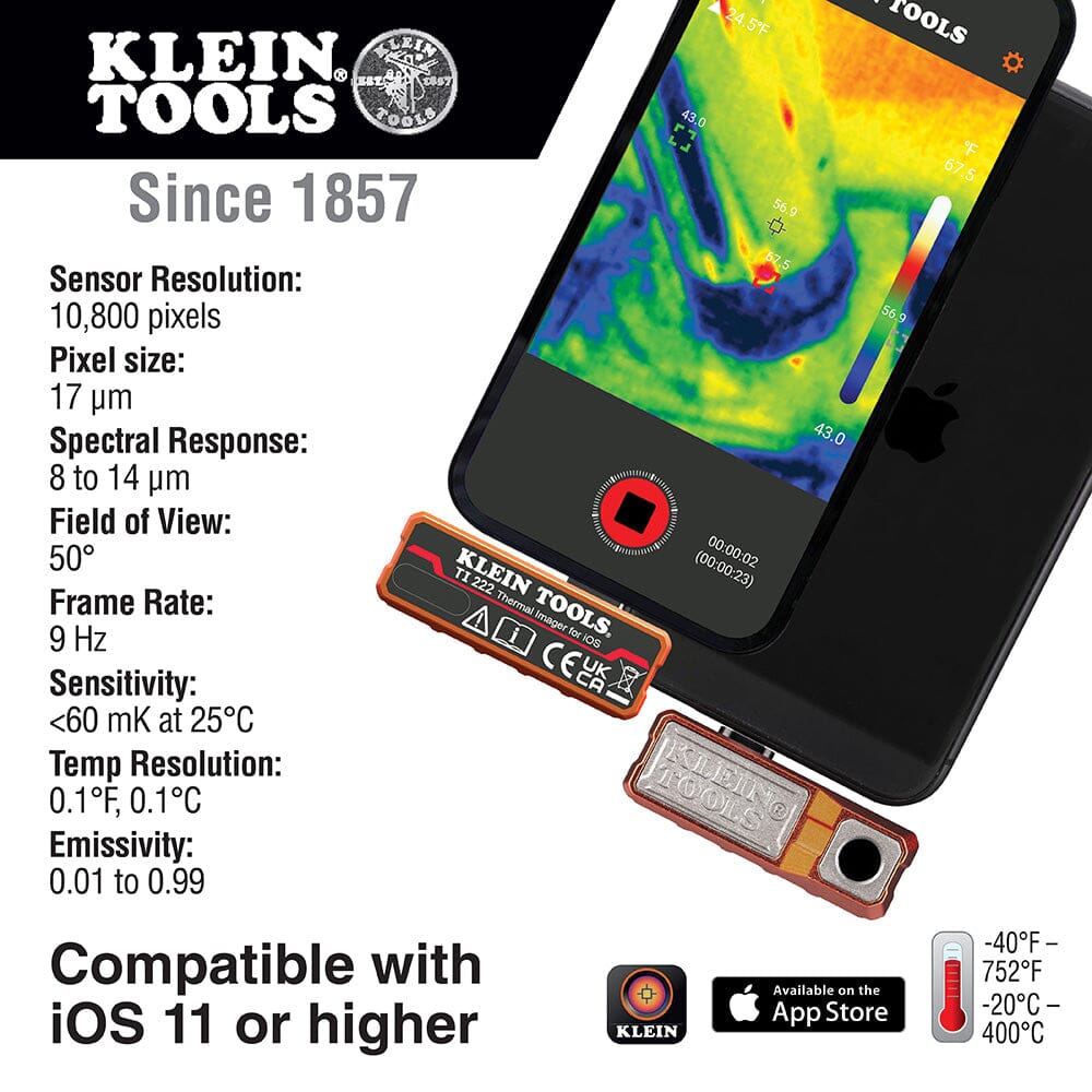 Klein Thermal Imager for iOS Devices - TI222 - J.L. Matthews Co., Inc.