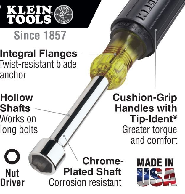 Klein Tools Hollow Shaft Nut Driver Linemen Tool - 630 - 9/16 - J.L. Matthews Co., Inc.