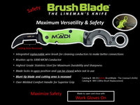 MADI Safety Brush Blade Skinning Knife W/ Wire Brush - BB-2S