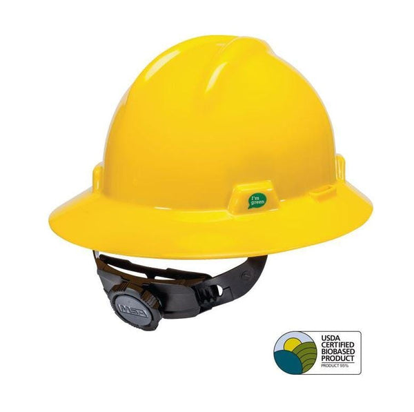 MSA Full Brim Hard Hat with Ratchet Suspension - 475366